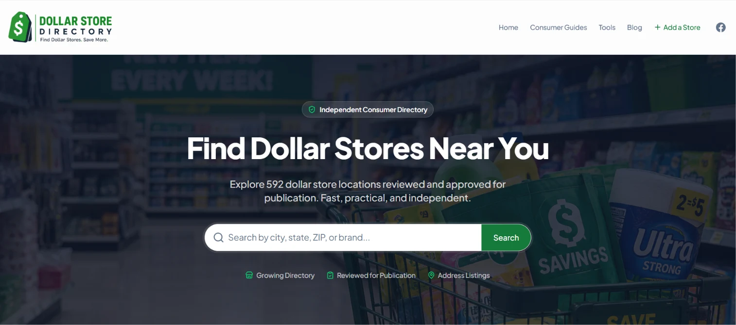Dollar Store Directory website screenshot